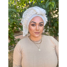 Pom Pom Detailed Headwraps - White-Long Wrap-The Little Tichel Lady