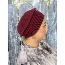 Front Pleated Cotton Beret - Burgundy-Berets/ Snoods-The Little Tichel Lady