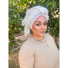 Pom Pom Detailed Headwraps - White-Long Wrap-The Little Tichel Lady