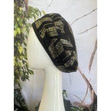 Embellished Hat - Size #2 Black/Gold Flowers-Hat-The Little Tichel Lady