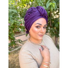 Pom Pom Detailed Headwraps - Purple-Long Wrap-The Little Tichel Lady