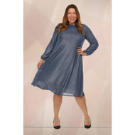 Shimmer A-Line Dress, Blue - PLUS SIZE-dress-The Little Tichel Lady