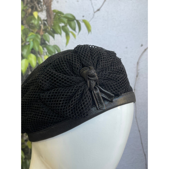 Embellished Hat - Size #1 Black Shimmer Bow-Hat-The Little Tichel Lady