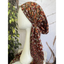 Pretied Turkish Cotton Textured Tichel w/ Long Tails - Burgundy Floral-pretieds-The Little Tichel Lady