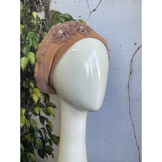 Embellished Hat - Size #1 Rose Shimmer-Hat-The Little Tichel Lady