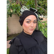 Yeela’s Exquisite Beret - Black/Off-White Fascinator-Beret-The Little Tichel Lady