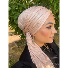 Classic Metallic Pleated Wrap - Pink/Peach/Silver-Long Wrap-The Little Tichel Lady