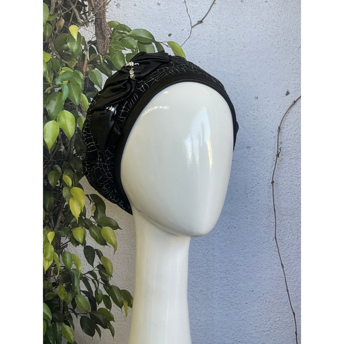 Embellished Hat - Size #1 Black/Silver-Hat-The Little Tichel Lady