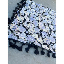 Israeli Tassel Embroidered Very Large Square - Black Floral-Squares-The Little Tichel Lady