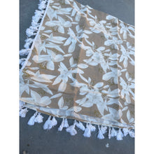 Israeli Tassel Embroidered Very Large Square - Neutral-Squares-The Little Tichel Lady