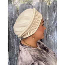 Front Pleated Cotton Beret - Cream-Berets/ Snoods-The Little Tichel Lady