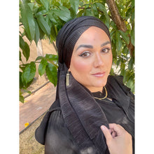 Pleated Long Headwrap - Black-Long Wrap-The Little Tichel Lady