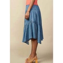 Chambray Tiered Midi Skirt-skirt-The Little Tichel Lady