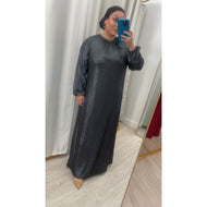 Maxi Dress w/ Adjustable Neckline - Black/Silver-dress-The Little Tichel Lady