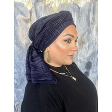 Precious Micro-Pleated Velvet Wrap - Navy-Long Wrap-The Little Tichel Lady