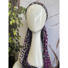 Pretied Turkish Cotton Textured Tichel w/ Long Tails - Purple Floral-pretieds-The Little Tichel Lady