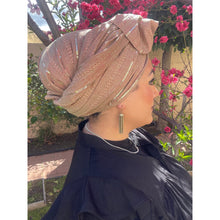 Israeli Voluminous Detailed Headwrap - Neutral/Pink-Long Wrap-The Little Tichel Lady