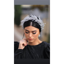 Luxurious Silver Beaded w/ Feathers Headpiece-Headband-The Little Tichel Lady