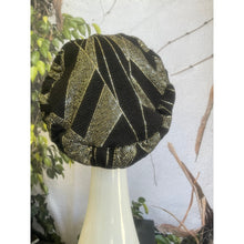 Embellished Hat - Size #2 Black/Gold Flowers-Hat-The Little Tichel Lady