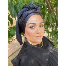 Pleated Long Headwrap - Navy-Long Wrap-The Little Tichel Lady