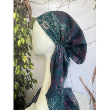 Pretied Turkish Cotton Textured Tichel w/ Long Tails - Teal/Big Floral-pretieds-The Little Tichel Lady