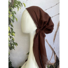 Pretied Turkish Cotton Textured Tichel w/ Long Tails - Chocolate Brown-pretieds-The Little Tichel Lady