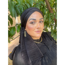 Pleated Long Headwrap - Black-Long Wrap-The Little Tichel Lady