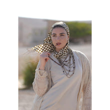Rinati Lakel Satin Triangle - Olive Checkered Print-Triangle-The Little Tichel Lady