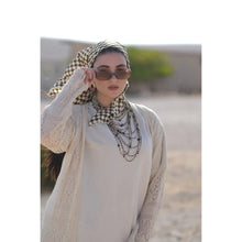 Rinati Lakel Satin Triangle - Olive Checkered Print-Triangle-The Little Tichel Lady