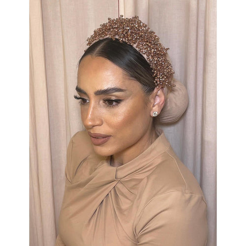 Avigail Lahiani, Luxurious Beaded Headpiece, Rose Gold-Headband-The Little Tichel Lady