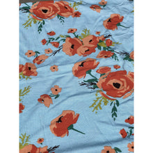 Blue with Orange Floral Print Head Scarf-Long Wrap-The Little Tichel Lady