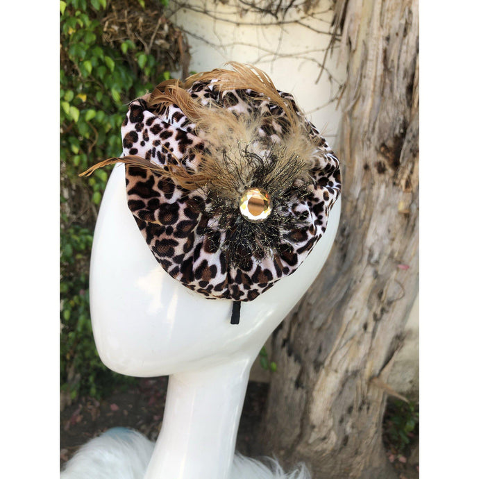 Cheetah Fascinator Headband-Headband-The Little Tichel Lady