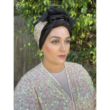 Elegant Headwrap - Black/Gold-Specialty Items-The Little Tichel Lady