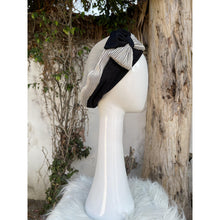 Embellished Hat - Size #1 Black/Off-White Bow-Hat-The Little Tichel Lady