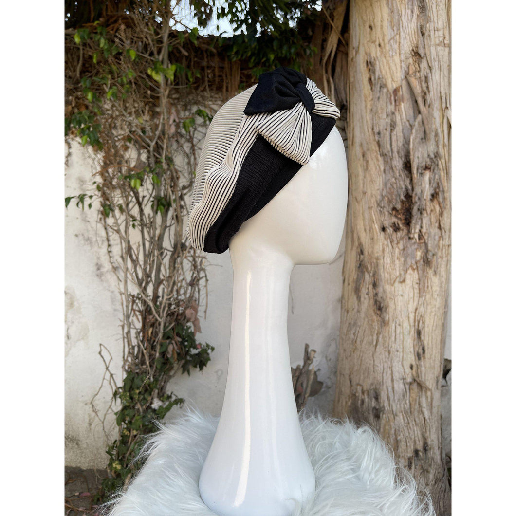 Embellished Hat - Size #1 Black/Off-White Bow – The Little