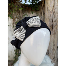Embellished Hat - Size #1 Black/Off-White Bow-Hat-The Little Tichel Lady