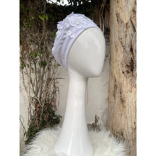 Embellished Hat - Size #1 White Flowers-Hat-The Little Tichel Lady