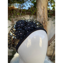 Embellished Hat - Size #2 Black/Gold Sequins-Hat-The Little Tichel Lady