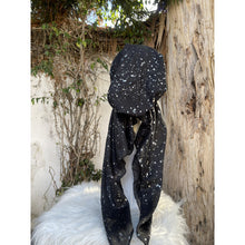 Foiled Turkish Cotton Pretied w/ Long Tails - Silver Splatter-pretieds-The Little Tichel Lady