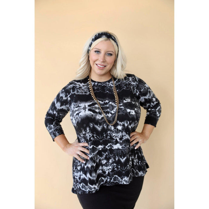 Jade LA Perfect Top - Black Tie-Dye-Tops-The Little Tichel Lady