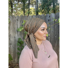 Neutral Plaid Long Headwrap-Long Wrap-The Little Tichel Lady