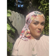 Pink Floral Print Head Wrap-Long Wrap-The Little Tichel Lady