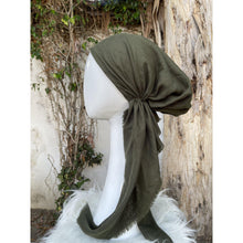Pretied Turkish Cotton Textured Tichel w/ Long Tails - Olive-pretieds-The Little Tichel Lady
