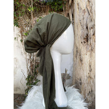 Pretied Turkish Cotton Textured Tichel w/ Long Tails - Olive-pretieds-The Little Tichel Lady