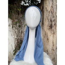 Pretied Turkish Cotton Textured Tichel w/ Long Tails - Denim Blue-pretieds-The Little Tichel Lady