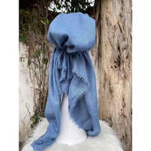 Pretied Turkish Cotton Textured Tichel w/ Long Tails - Denim Blue-pretieds-The Little Tichel Lady