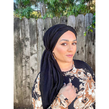 Ruffled Voluminous Dreamy Headwrap - Black-Long Wrap-The Little Tichel Lady