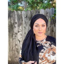 Ruffled Voluminous Dreamy Headwrap - Black-Long Wrap-The Little Tichel Lady