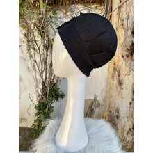 Slip-on Hat w/ Bow Detail - Black/Navy Matte Metallic-Hat-The Little Tichel Lady