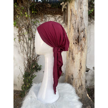 Solid Burgundy Pre Tied Headscarf Tichel-pretieds-The Little Tichel Lady